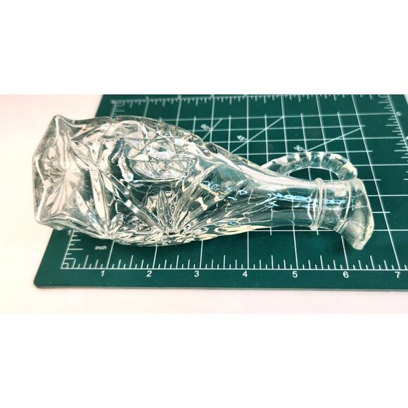 Vintage 1960S Pressed Glass Star Design Vinegar & Oil Cruet Set Clear Crystal He - Picture 3 of 8